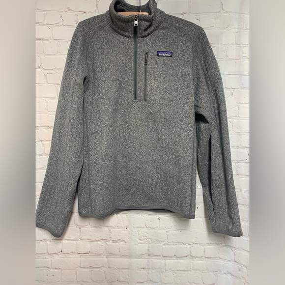 Patagonia Heathered Gray Ribbed Better Sweater 1/4 Zip Fleece Pullover Size S 44 - Picture 2 of 6
